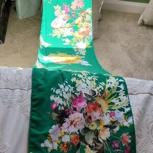 Floral Scarf -Green Italian Stretch Chiffon NEW